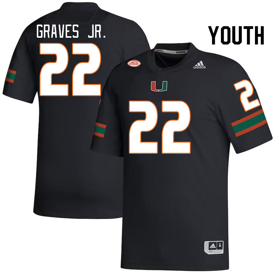 Youth #22 Chris Graves Jr. Miami Hurricanes College Football Jerseys Stitched-Black